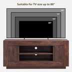 OKD Modern 70" TV Stand, Entertainment Center for TVs Up to 80", Media Console with Large Open Storage & Side Cabinets, Thick Wood Design for Living Room, Dark Walnut
