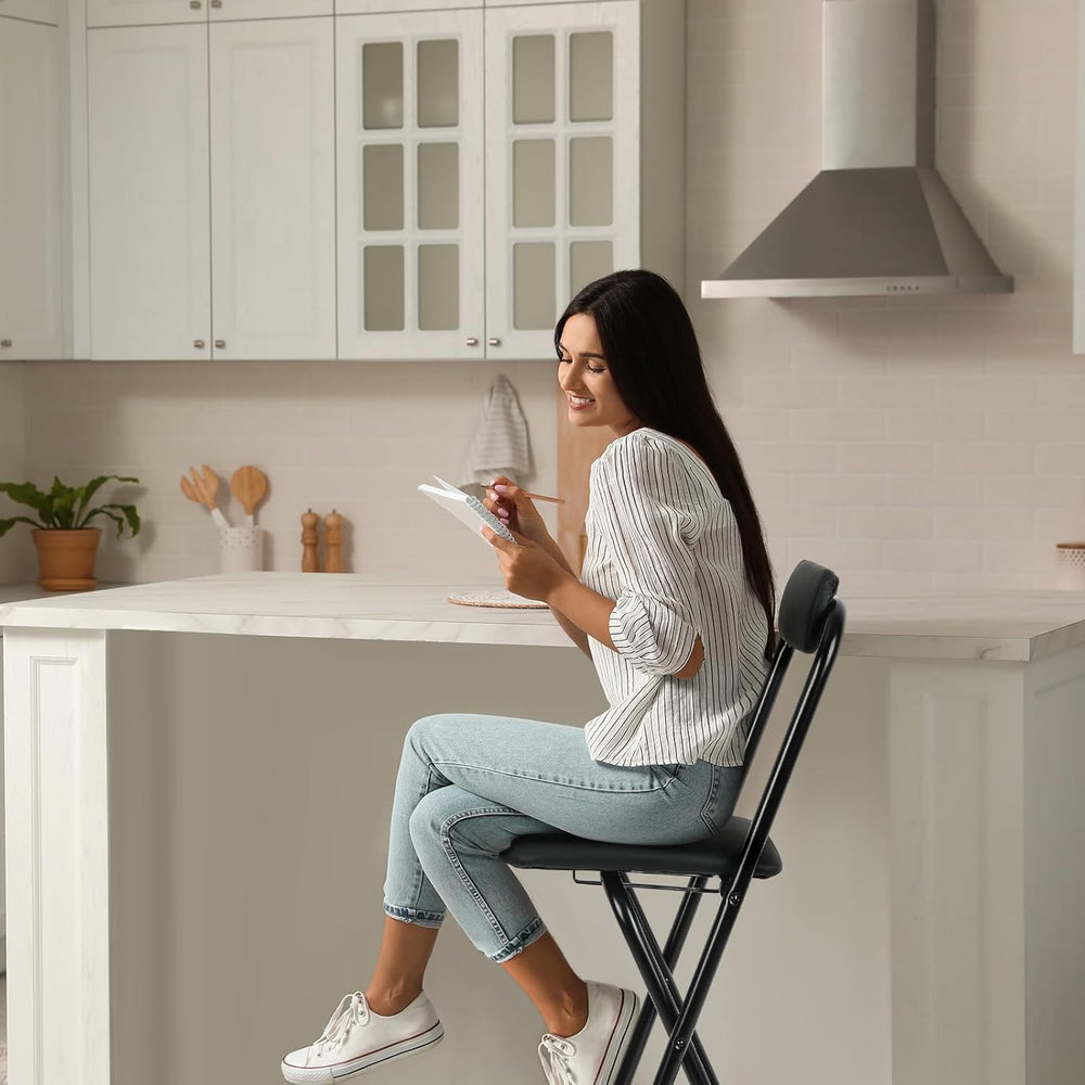 Thyle 1 Pcs Folding Bar Stool with Backrest Counter Height Seat,29.5 Inch | T...