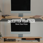 Solid Wood Dual Monitor Stand Riser – 43" Oak Desk Shelf for 2 Monitors with Tray & Wool Felt, Organizer for Desktop, Laptop and Office (Solid Oak)