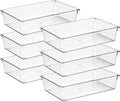 Ravinte 6 Pack Drawer Organizer - 6" X 9" Plastic Storage Bins, Acrylic Organizers with Non-Slip Pads Clear Desk Storage Tray for Makeup, Jewelries, Kitchen Utensils, Bathroom and Office