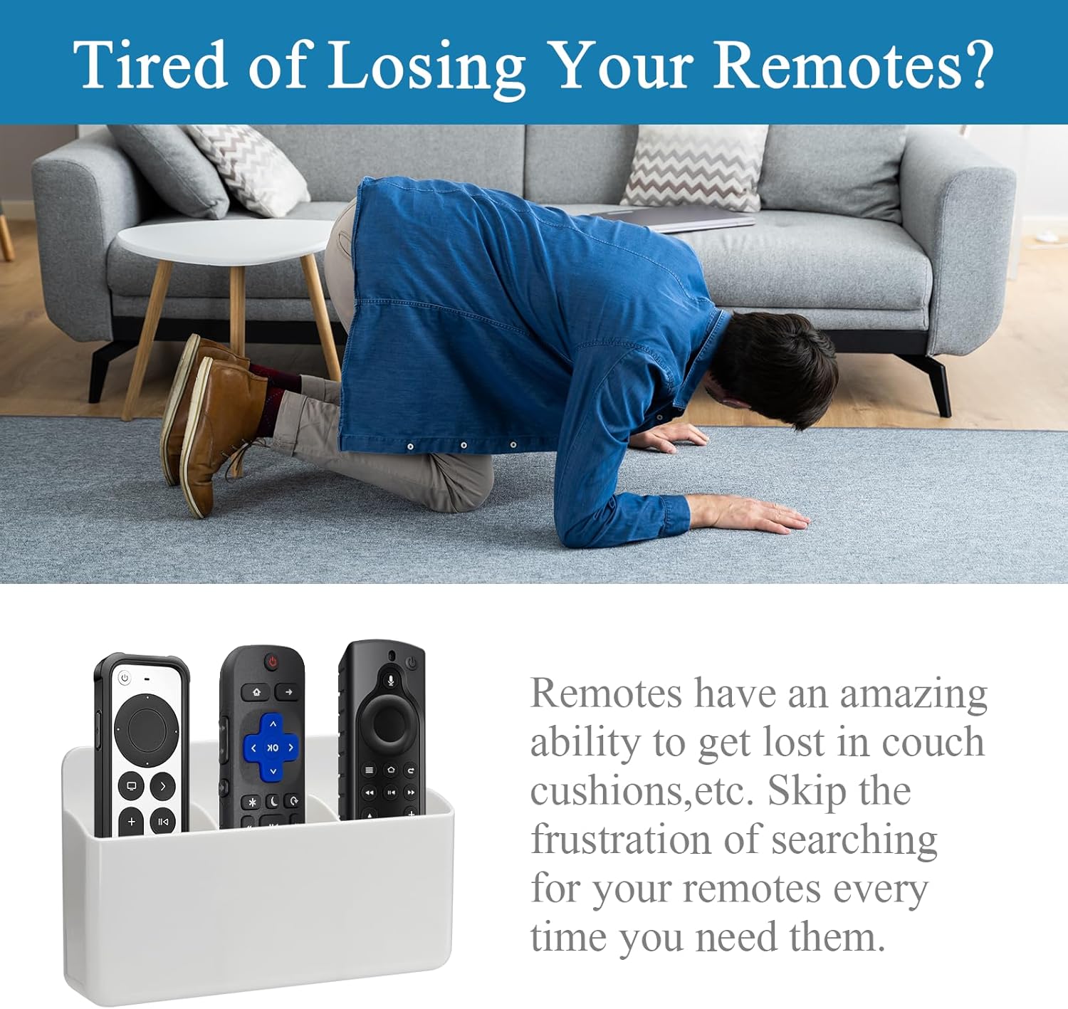2 Packs Remote Control Holder 3 Slot Wall TV Remote Holder Self Adhesive Marker Holder, Wall Pen Holder Stroage for Home Office School (White)
