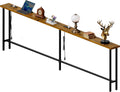 GRLEAF 102 Inch Narrow Sofa Table with Power Outlets, Extra Long Console Table Behind Couch Table with Charging Station, Skinny Entryway Table Thin Table for Living Room, Narrow Spaces (Rustic Brown)