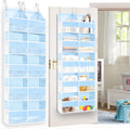 Blue Over the Door Organizer 5 Tiers, Extra Large Behind Door Storage of 10 Compartments, 80 lbs Weight Capacity Hanging Storage Organizer with Clear Window Kids Toys, Shoes, Diapers, Room storage