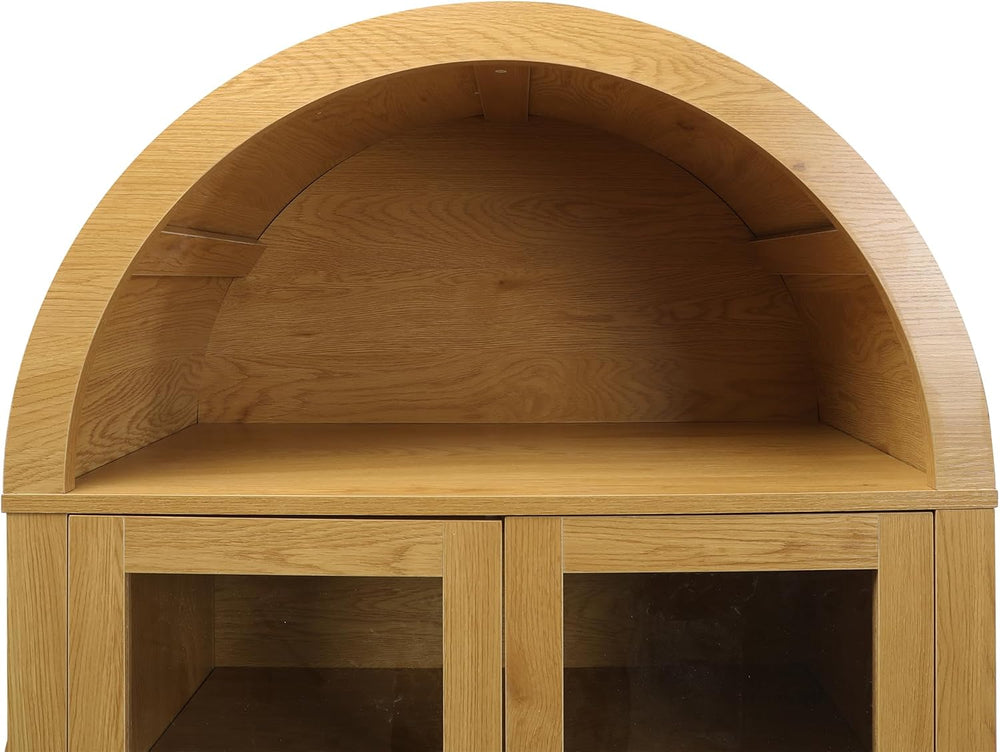 71" Tall Arched Kitchen Pantry with Drawer,Glass Door,Door Racks, Fluted...
