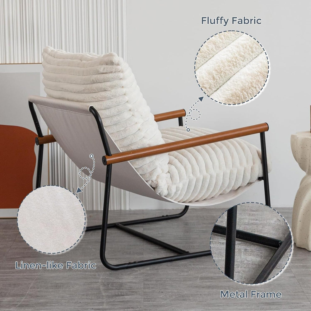 MAXYOYO Accent Chair, Sherpa Arm Chair for Living Room, Mid Century Modern Ac...