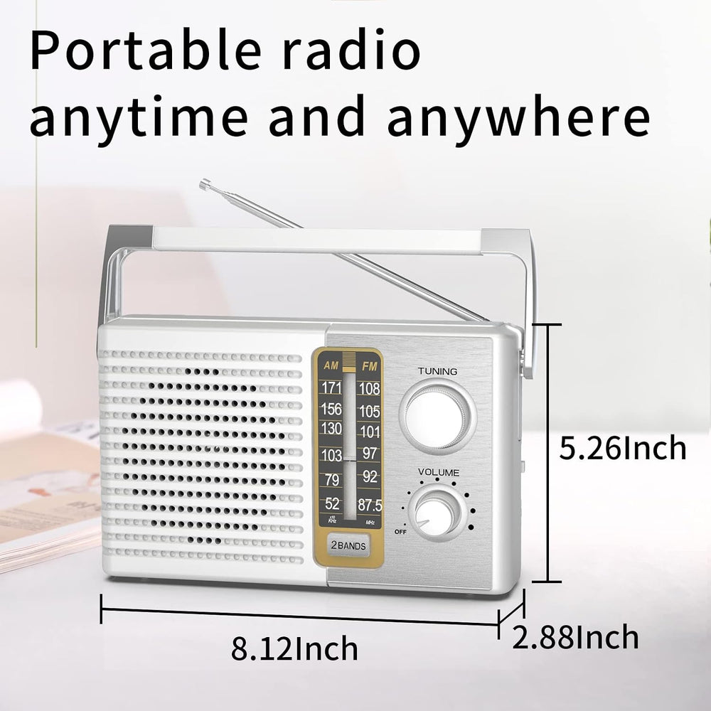 AM FM Radio AC & Battery Powered Headphone Jack for Senior Home Use