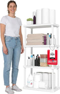 IRIS USA Plastic Storage Shelves |Made in USA| 48"H x 24"W x 12"D - White | Light Duty Rack Organizer, 200lb Total Capacity, 50lb Per Shelf, Shelving Unit for Bathroom, Laundry, Home & Pantry