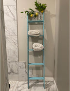 BARNWOODUSA Reclaimed Wood Bookcase Ladder 5 Foot, 5-Foot, Turqouise | Instant Style Upgrade: Elevate your space with a chic, classic blanket storage solution!