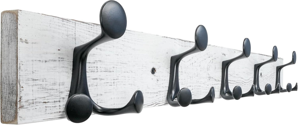 SKOLOO 30-Inch Wood Coat Rack Wall Mount with 5 Triple Hooks - Ideal for Fami...