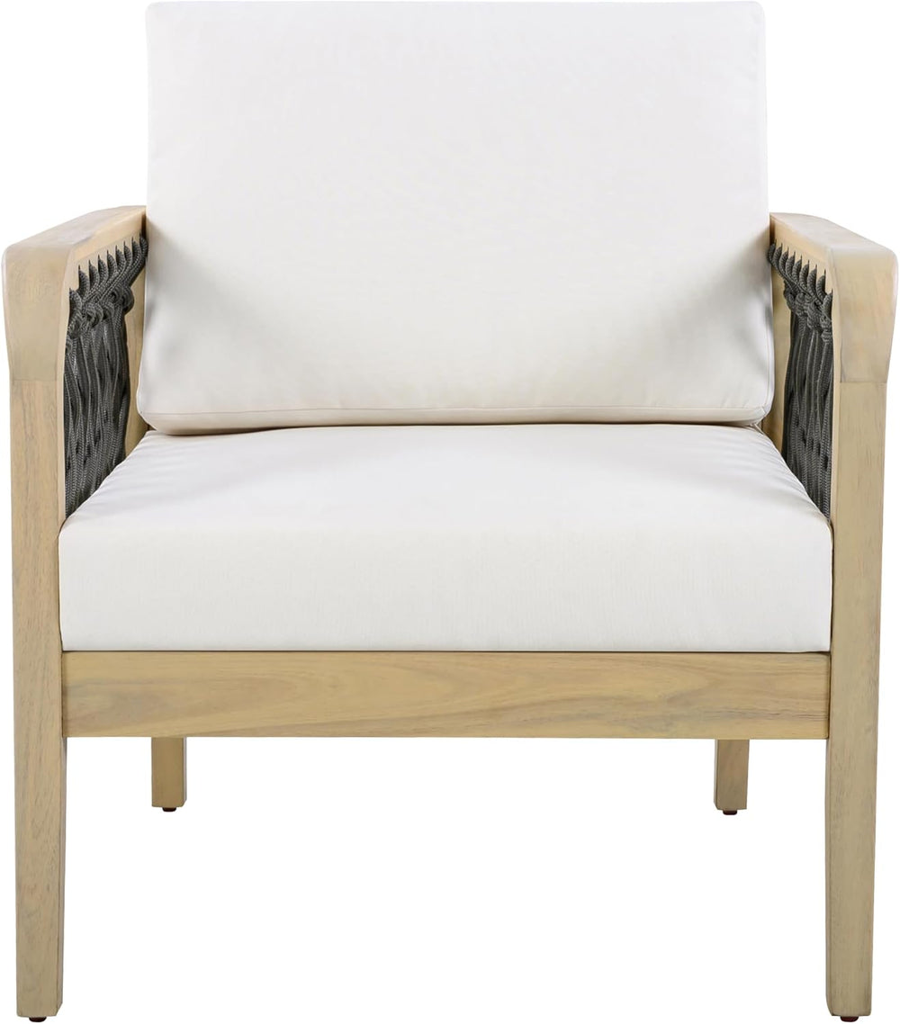 Outdoor Acacia Wood Club Chair with Handwoven Rope, Weather-Resistant, Set of...