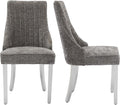 Grey Mid Century Dining Chairs Set of 2, Modern Kitchen & Dining Room Chairs Set of 2, Chenille Fabric Upholstered Kitchen Chairs for Dining Table, Sillas de Comedor, Silver Legs (Gray, 2 Pcs)