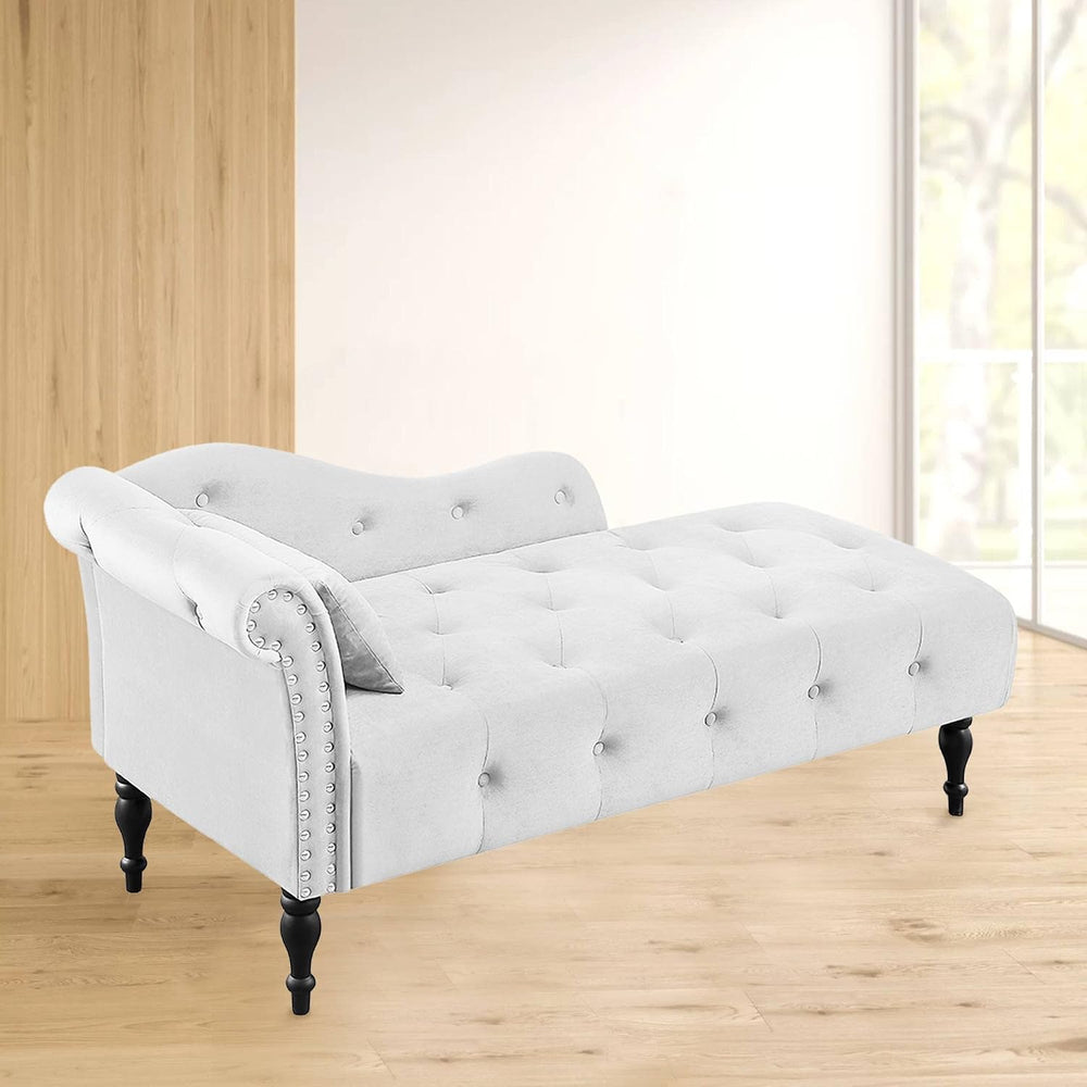 Holaki Velvet Chaise Lounge,Indoor Accent Chaise Chair with Pillow,Button Tuf...