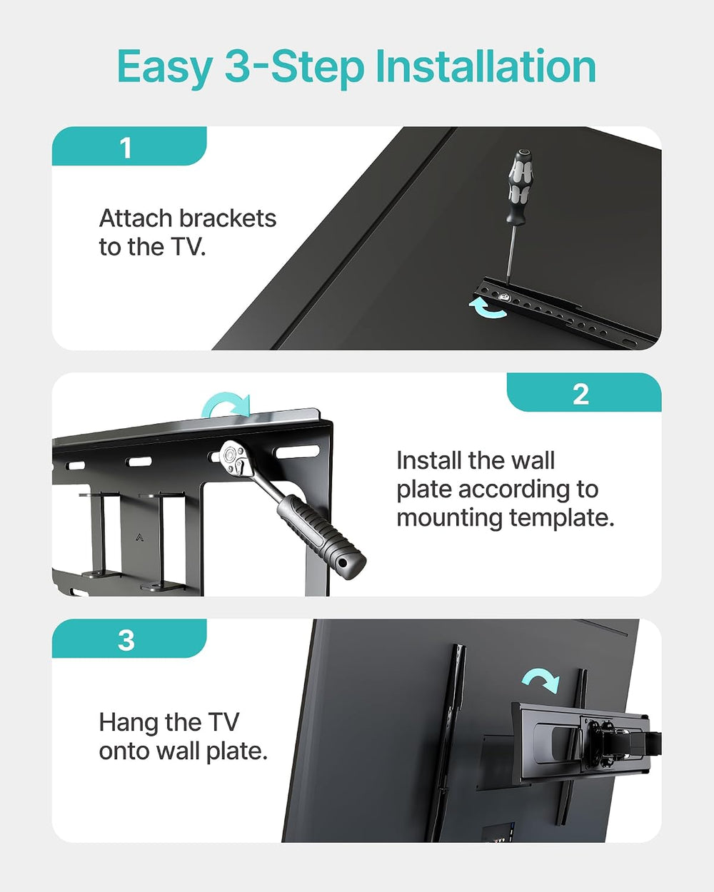 Pegzone Full Motion TV Wall Mount for 37-90 Inch TVs up to 132lbs | Swivel Ti...