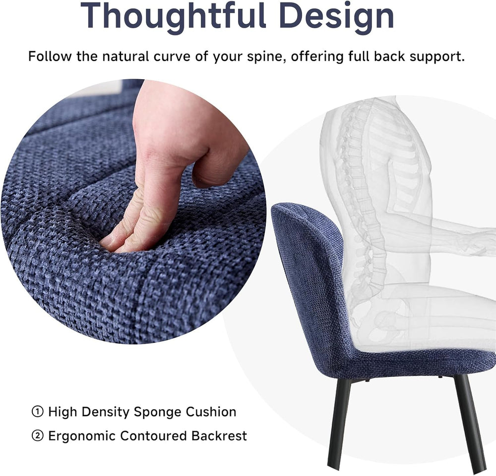 Dining Chairs Set of 4, Upholstered Chenille Fabric Kitchen Chairs with Wingb...