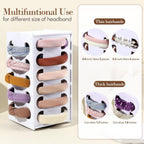 Headband Holder Organizer for Girls, Rotating Headband Storage for Women,White Hairband Display Stand, Hair Hoop Rack Holder for Vanity,Dresser,or Bathroom Decor
