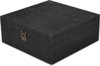 makerflo Large Black Pine Wood Memory Box with Black Felt Inside, Hinged with Clasp, Keepsake Wooden Box Ideal for Craft and Personalization (Laser Engraving, Epoxy, UV DTF, and Vinyl) – Pack of 1
