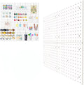 Peg Board,4 Pack Plastic Pegboard, Pegboard Wall Organizer,White Pegboard,ABS Pegboard,No Drilling Required,24x24inch,Suitable for Craft Room Office Garage Kitchen