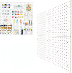 Peg Board,4 Pack Plastic Pegboard, Pegboard Wall Organizer,White Pegboard,ABS Pegboard,No Drilling Required,24x24inch,Suitable for Craft Room Office Garage Kitchen
