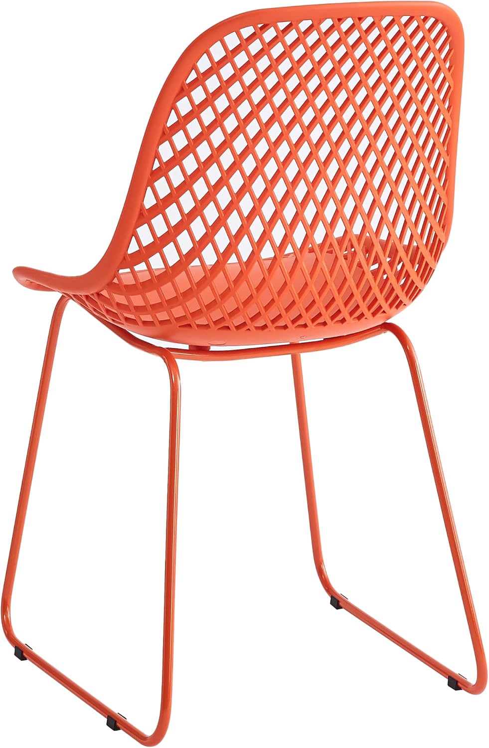 Modern Plastic Dining Chairs, Set of 4 (Blood Orange) | Easy-clean, 280lb Cap...