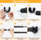 Closet Rods for Hanging Clothes, 17-98 Inch No-Cut Stepless Adjustable Closet Rod, 1.3 Inch Heavy Duty Metal Closet Hanging Rod with Brackets, Black Closet Bar for Closet, Laundry Room, RV, Wardrobes