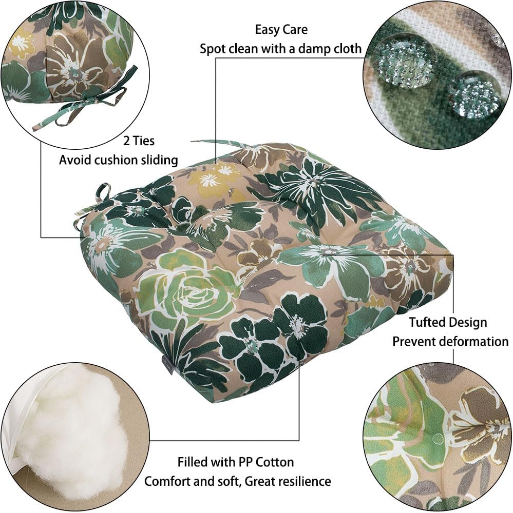 Magpie Fabrics 19"x19" Tufted Seat Cushion 2 Pack, U-Shaped Patio C...