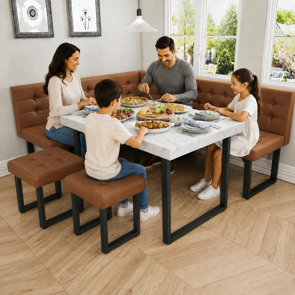 XIAO WEI Corner Dining Table Set for Small Spaces, 72 Inch Breakfast Nook wit...