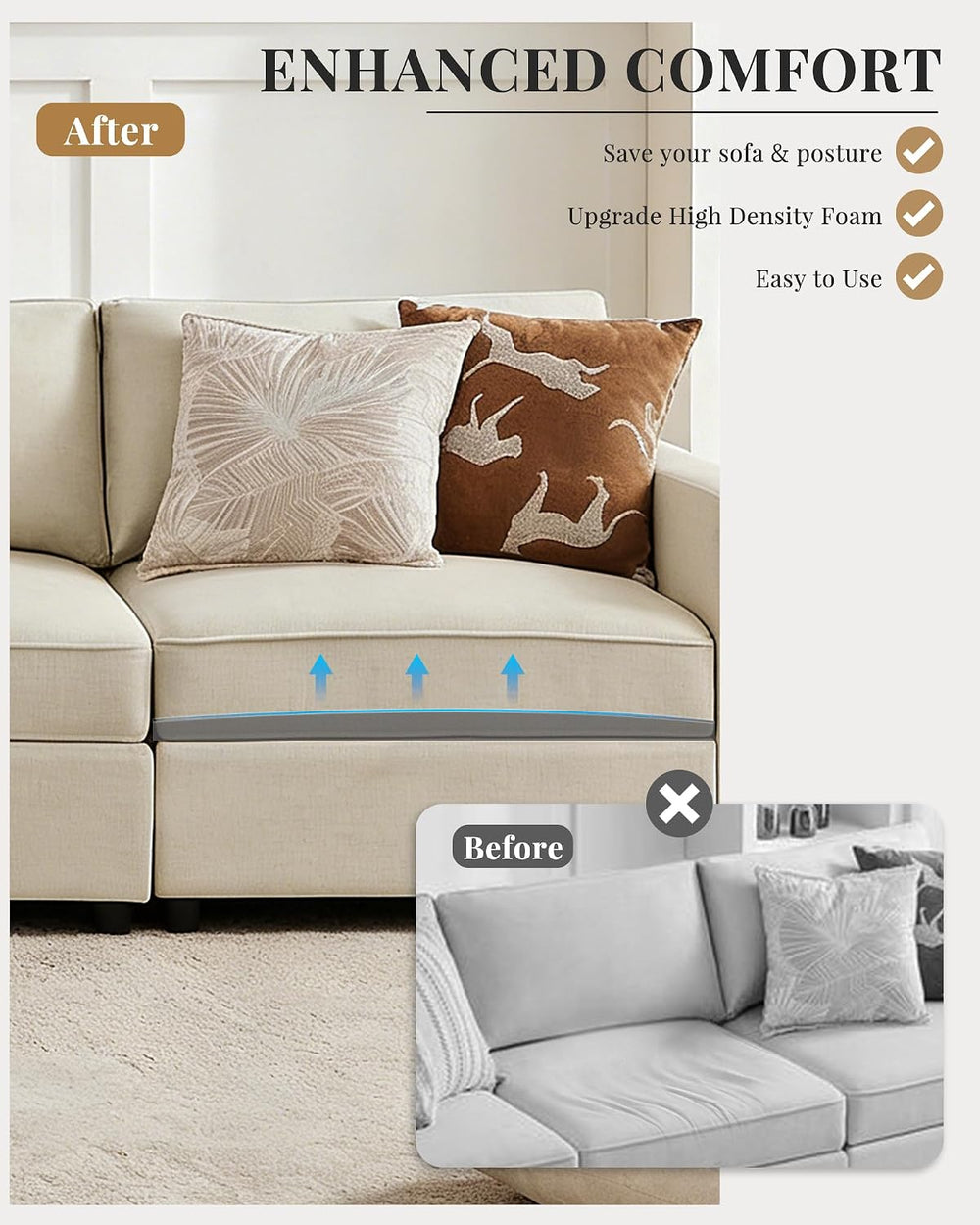 Upgraded Size Sofa Cushion Support, Couch Cushion Support for Sagging Couch S...