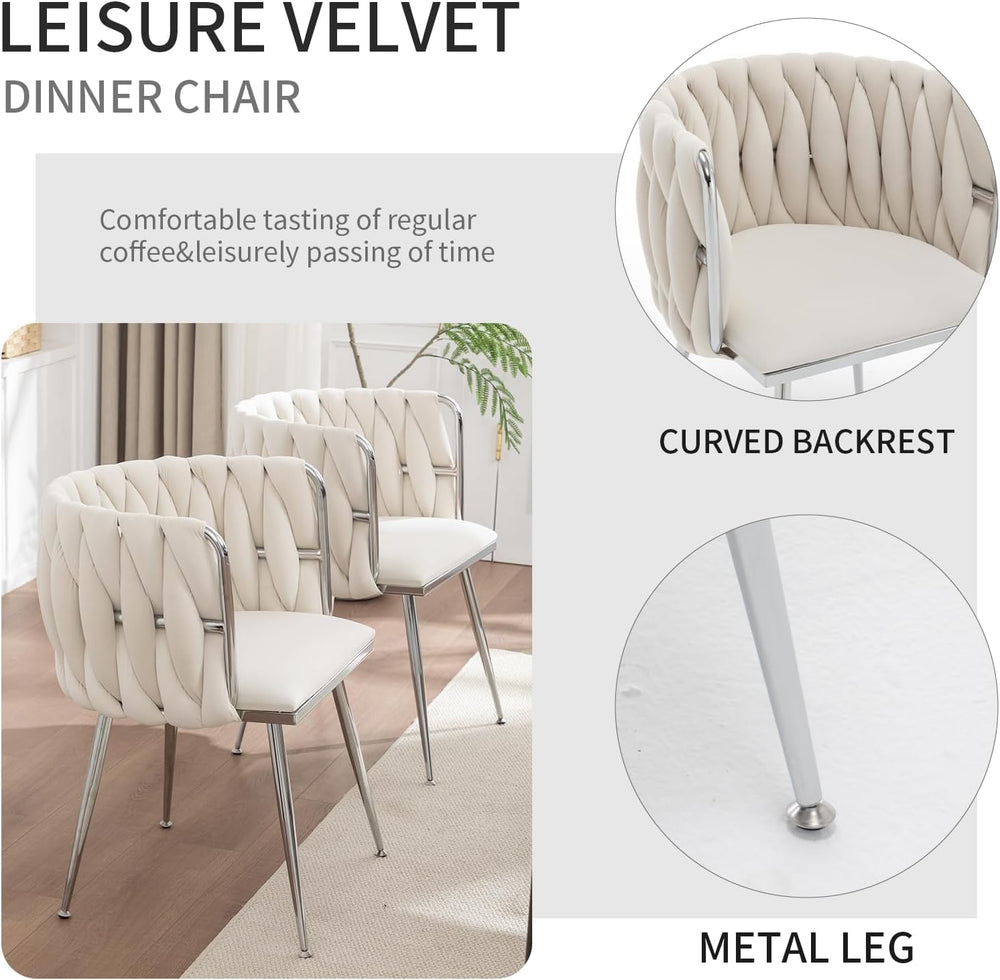 Velvet Dining Chairs Set of 4, Upholstered Dining Room Chairs with Metal Legs...