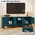ARTPOWER 67“ Vintage TV Stand for TVs up to 75”, Modern Entertainment Center with Door Cabinets and Open Shelves,TV Console with Storage,Green Media Cabinet for Living Room,Bedroom