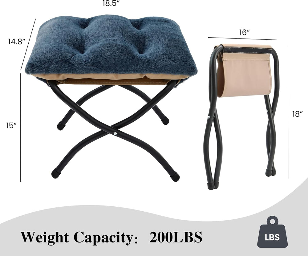 15"(H) Folding Ottoman, Foldable Footrest Stool, Portable Small Foot Sto...