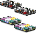 NADAMOO Low Profile Under Bed Storage with Wheels, 4 Pack Rolling Storage Containers, Foldable Metal Organizer Bins