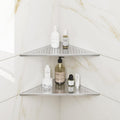 FerdY 2-Pack 10" Brushed Nickel Recessed Corner Shower Shelf, for Tiled Bathroom Walls, 304 Stainless Steel Floating Shower Shelf, Shower Caddy Storage Shelves, No Drilling Required, Point Triangle