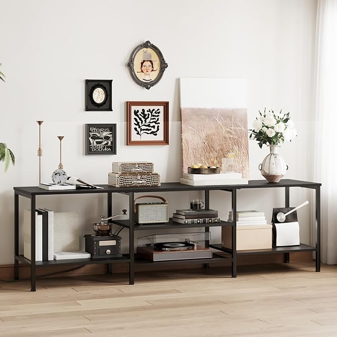 HOOBRO TV Stand with Power Outlets to 75 Inches, TV Console Table with Open S...