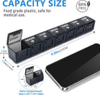 2-Pack Weekly Large Pill Organizer for Travel, 7 Day Pill Boxes and Organizer, Big Compartments Pill Case AM PM,14 Day XL Medication Organizer Dispenser for Fish Oils, Vitamin Holder Supplement