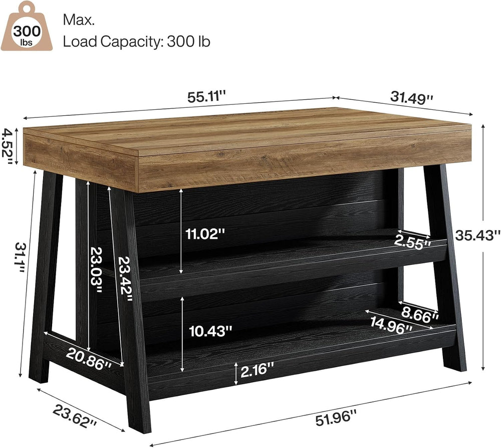 Tribesigns 55-Inch Kitchen Island with Storage, Farmhouse Island Table | 35.4...
