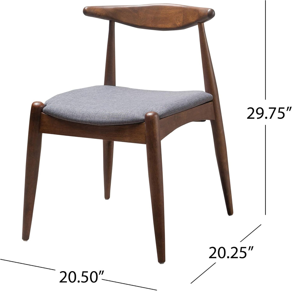 Christopher Knight Home Francie Fabric with Walnut Finish Dining Chairs, 2-Pc...