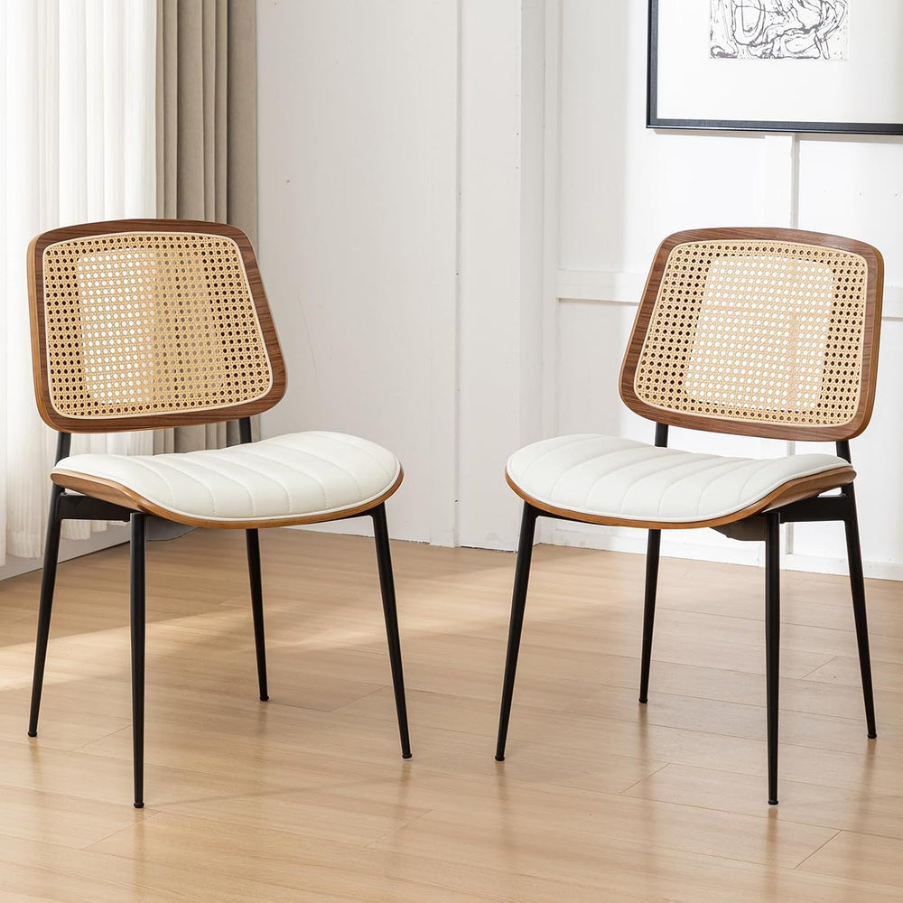 Rattan Dining Room Chairs Set of 2, Mid Century Modern Kitchen Ktichen Chairs...