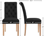 Yaheetech Dining Chairs Set of 4 Fabric Upholstered Button Tufted Dining Chairs with Solid Wood Legs and for Home, Kitchen, Restaurant, Black