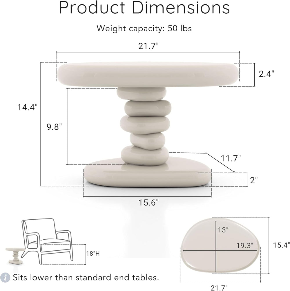 24/7 Shop at Home Kavren Modern 22-inch Oval Glossy Pedestal End Table, Stone...