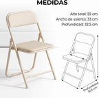 Kids Folding Chair Set 6-Pack, Plastic Chair with Metal Frame | Sturdy, Lightweight, Portable, Steel Frame, Easy Storage, Indoor Outdoor Use, Beige