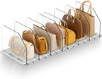 Purse Organizer for Closet, Adjustable Clear Handbag Storage Holder, Acrylic Purse Organizer for Closet Organization, Shelf Divider, Perfect for Bedroom, Living Room, Home