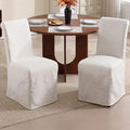 Parsons Dining Chairs Set of 2 Upholstered Linen Fabric Kitchen Chairs with Removable Skirted, High Back Side Chairs with Solid Wood Legs for Dining/Living Room, Banquet, Beige