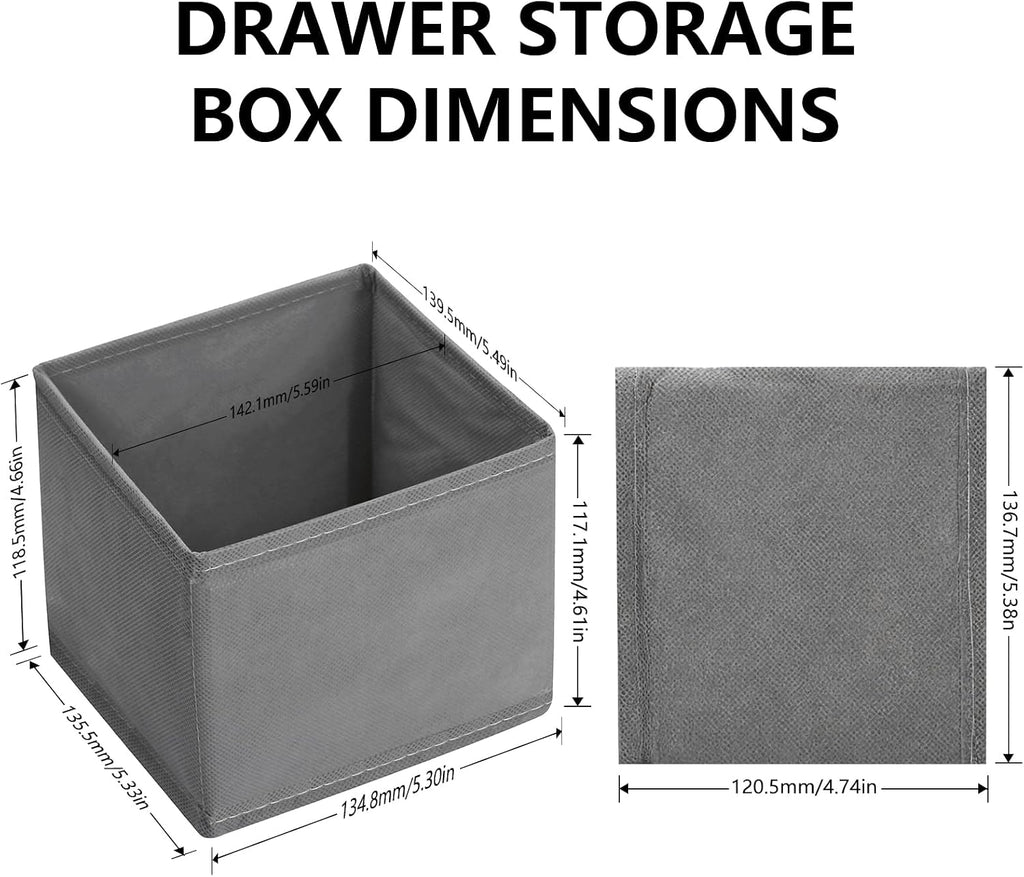 3 Pcs Dresser Drawer Organizers, Collapsible Sock and Underwear Drawer Organizer for Clothes Underwear Socks Clothing Bra Storage Basket Bins(1 Large, 2 Small)(Grey)