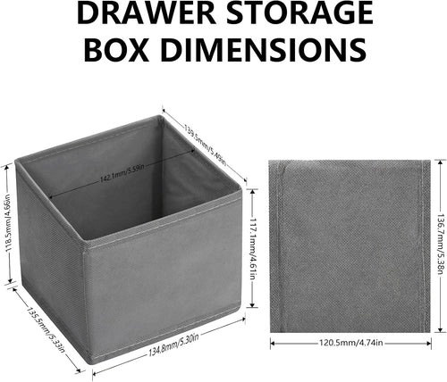 3 Pcs Dresser Drawer Organizers, Collapsible Sock and Underwear Drawer Organizer for Clothes Underwear Socks Clothing Bra Storage Basket Bins(1 Large, 2 Small)(Grey)