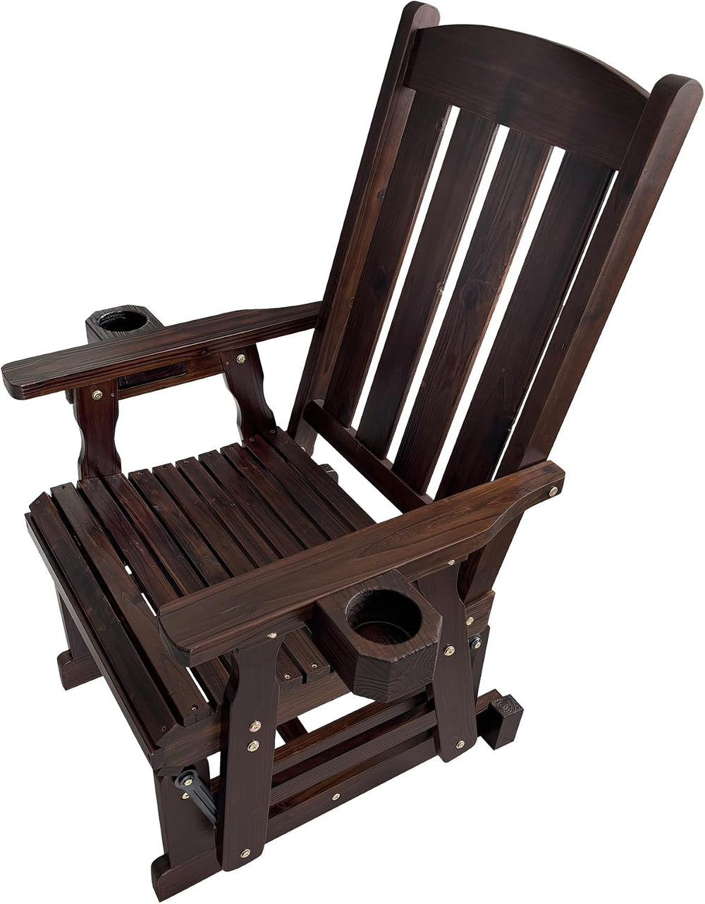Fortune Candy Wooden Patio Glider for One Person, with High Back and Deep Con...