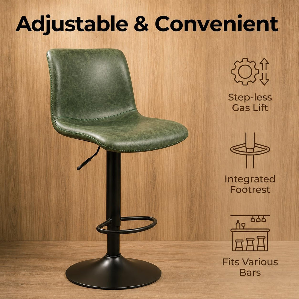 Adjustable Bar Stools Set of 3 for Kitchen Island, Green