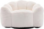 YITAI Large Bean Bag for Adults, Faux Fur Reading Sofa Chair with Petal Backrest,Fluffy Comfy Chair for Bedroom, Living Room, Study, Game 1PC Beige