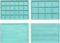 Frebeauty Stackable Velvet Jewelry Organizer Trays for Drawers Inserts Jewelry Storage Tray Display Case, Stud Earrings Bracelets Necklace Rings Accessories Trays for Women(Set of 4)(Turquoise)