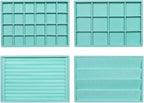 Frebeauty Stackable Velvet Jewelry Organizer Trays for Drawers Inserts Jewelry Storage Tray Display Case, Stud Earrings Bracelets Necklace Rings Accessories Trays for Women(Set of 4)(Turquoise)