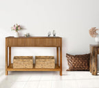 Fluted Console Table with Storage, 48" Long Entryway Slim Sofa Table Behind Couch Entry Tables, Narrow Wood Hallway Modern Living Room Couch Foyer Entrance Tables Brown